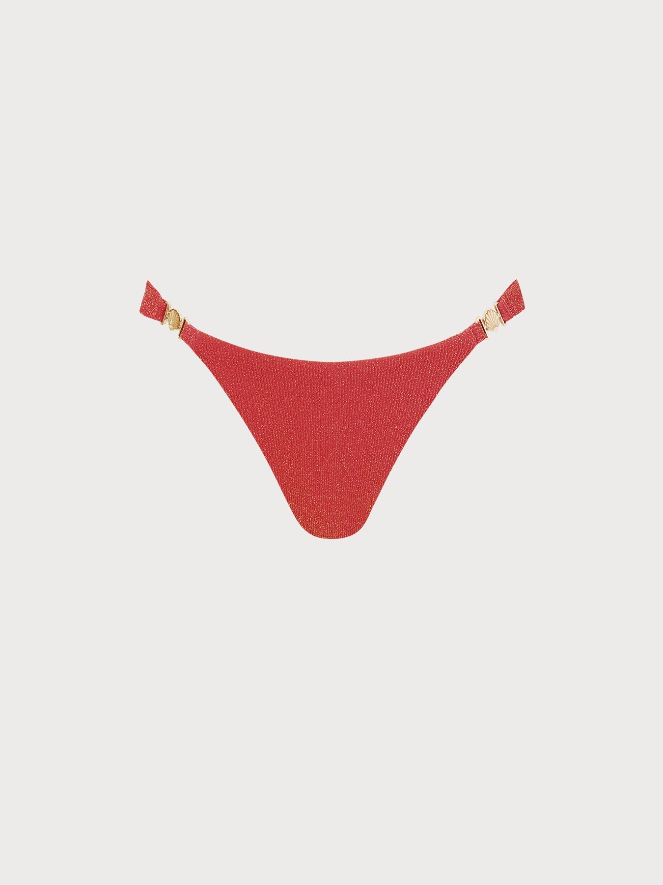 Şık Kırmızı Işıltılı Altın Detaylı Bikini Altı