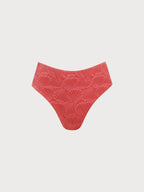 Premium Kırmızı Jakarlı Bikini Altı - Tam Kapama