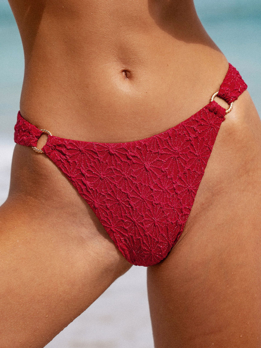 Premium Kırmızı Dokulu O-Halka Bikini Altı