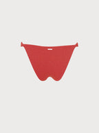 Şık Kırmızı Işıltılı Altın Detaylı Bikini Altı
