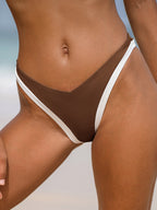 Kontrast V-Yaka Kahverengi Ribanalı Bikini Altı