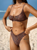 V Kesim Leopar Desenli Lurex Bikini Altı - Şıklığın Adresi