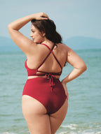 Şarap Renk Fırfırlı Büyük Beden Bikini Altı - Şıklığı Yakalayın