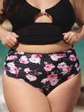 Şık Siyah Çiçekli Büyük Beden Bikini Altı - Rahat ve Zarif