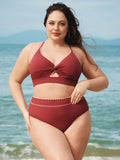 Şık Kırmızı Kontrast Dikişli Büyük Beden Bikini Altı