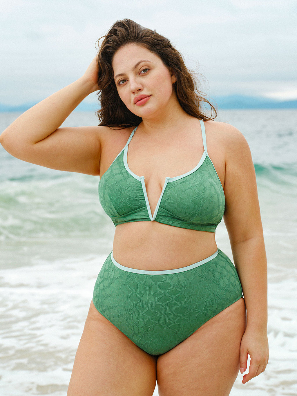 Koyu Yeşil Kontrast Büyük Beden Bikini Altı - Şık ve Rahat