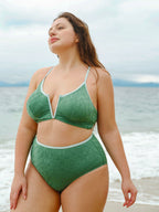 Koyu Yeşil Kontrast Büyük Beden Bikini Altı - Şık ve Rahat
