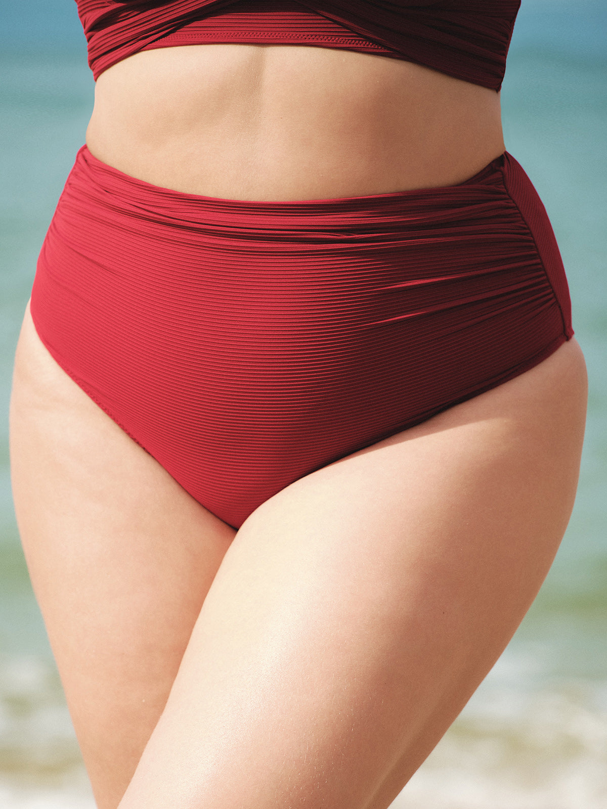 Şarap Renk Fırfırlı Büyük Beden Bikini Altı - Şıklığı Yakalayın