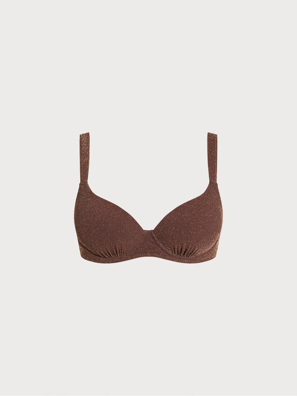 Koyu Kahverengi Dokulu Desteksiz Bikini Üstü - Şık ve Rahat