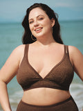 Koyu Kahverengi Lurex Büyük Beden Bikini Üstü - Şık ve Rahat