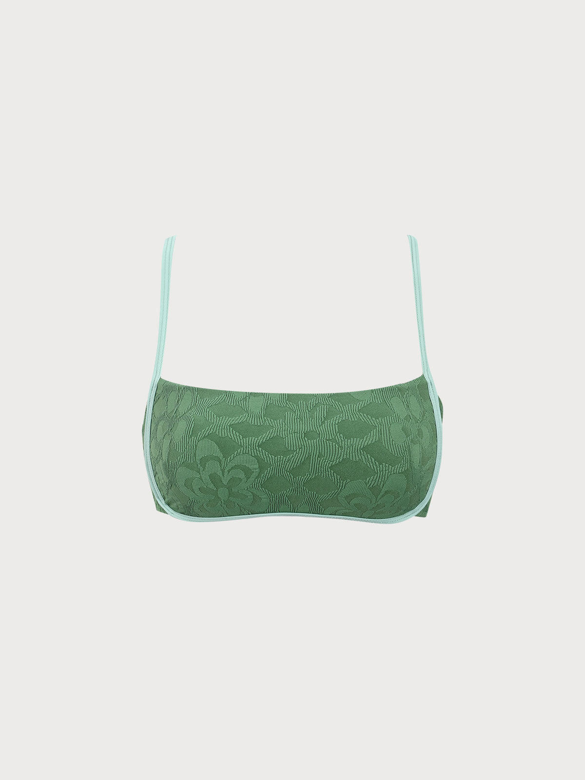 Şık Koyu Yeşil Jakarlı Çapraz Bikini Üstü