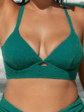 Yeşil Lurex Çapraz Büyük Beden Bikini Üstü - Şık ve Rahat