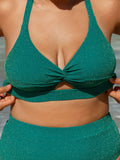 Yeşil Lurex Twist Büyük Beden Bikini Üstü - Şık ve Rahat