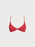 Çift Taraflı Kırmızı-Pembe Düğüm Bikini Üstü