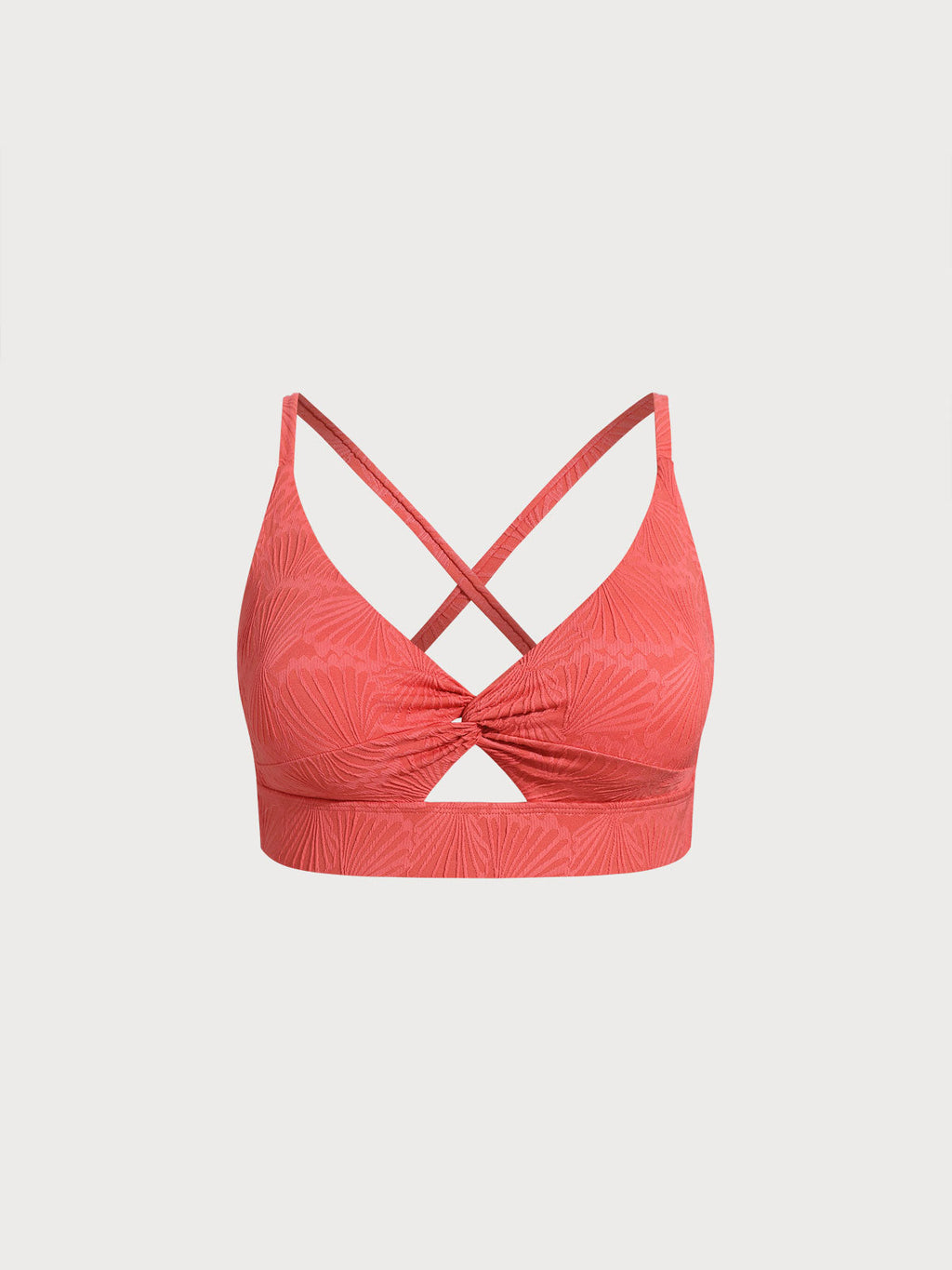 Şık Kırmızı Jakarlı Büyük Beden Bikini Üstü