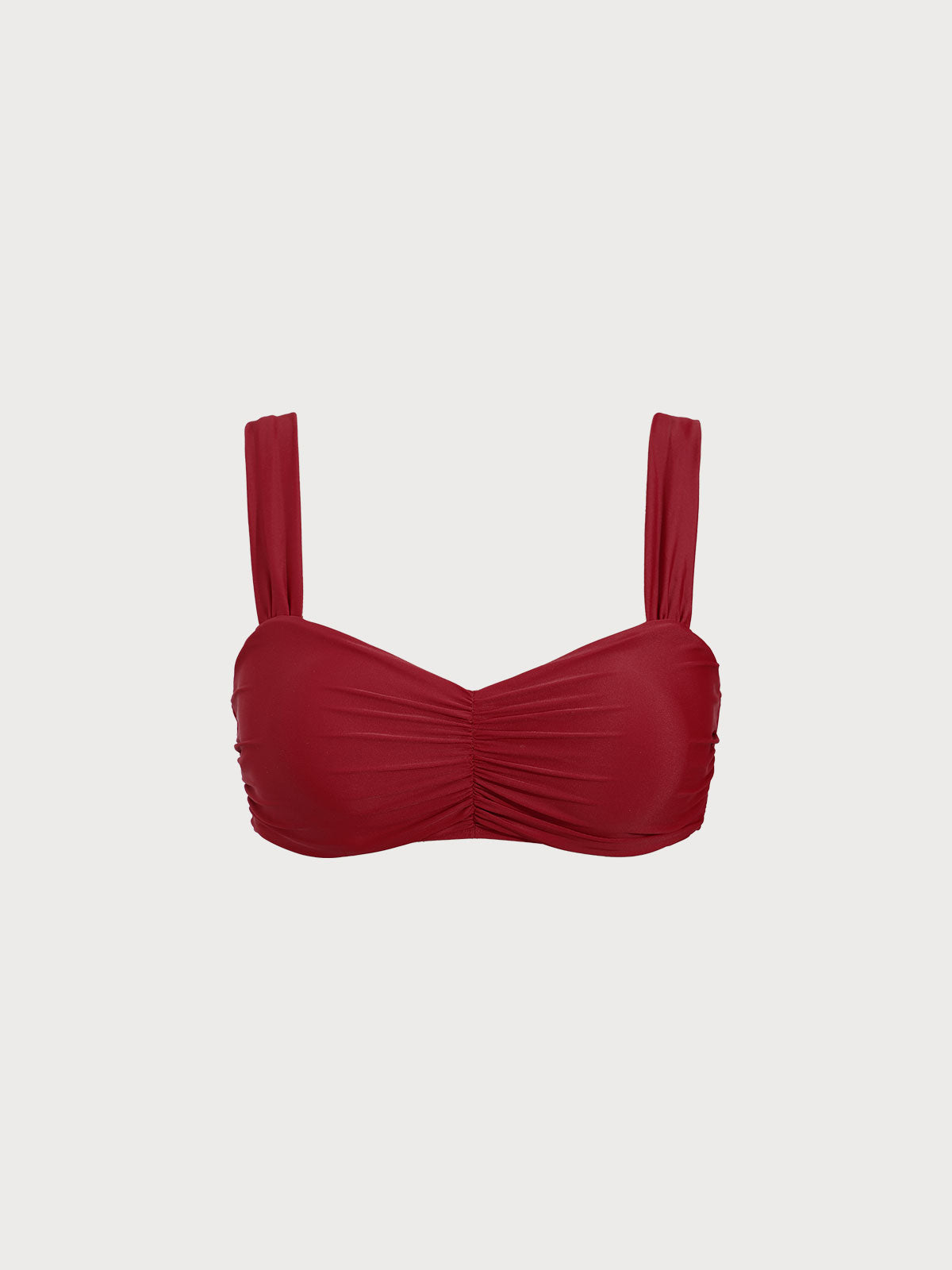 Kırmızı Büzgülü Büyük Beden Bikini Üstü - Şık ve Rahat