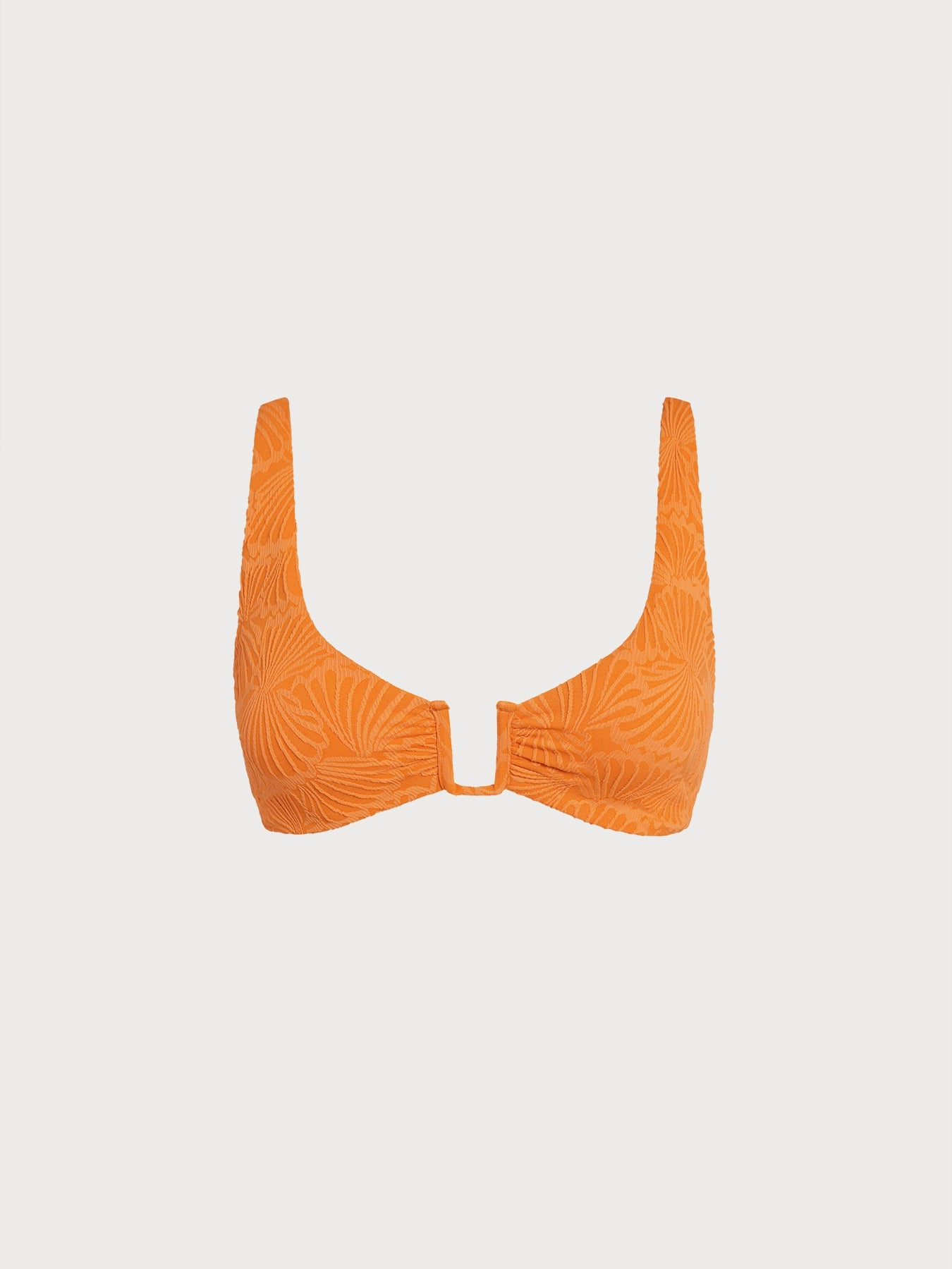 Turuncu Jakarlı Sırt Çapraz Bikini Üstü - Şık ve Rahat