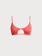 Şık Kırmızı Jakarlı Bikini Üstü - Yaz Modası