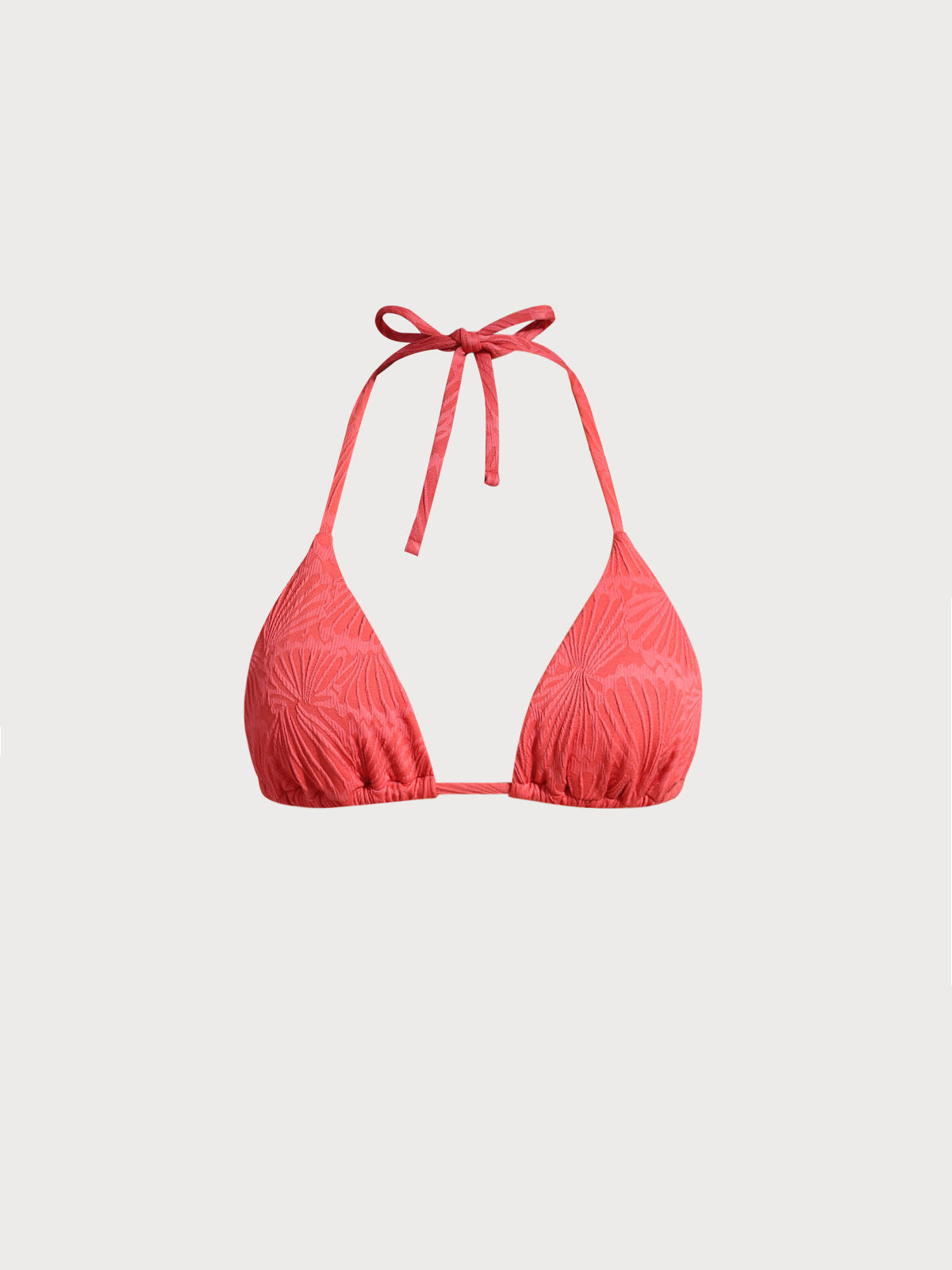 Şık Kırmızı Jakarlı Üçgen Bikini Üstü - Yaz Modası