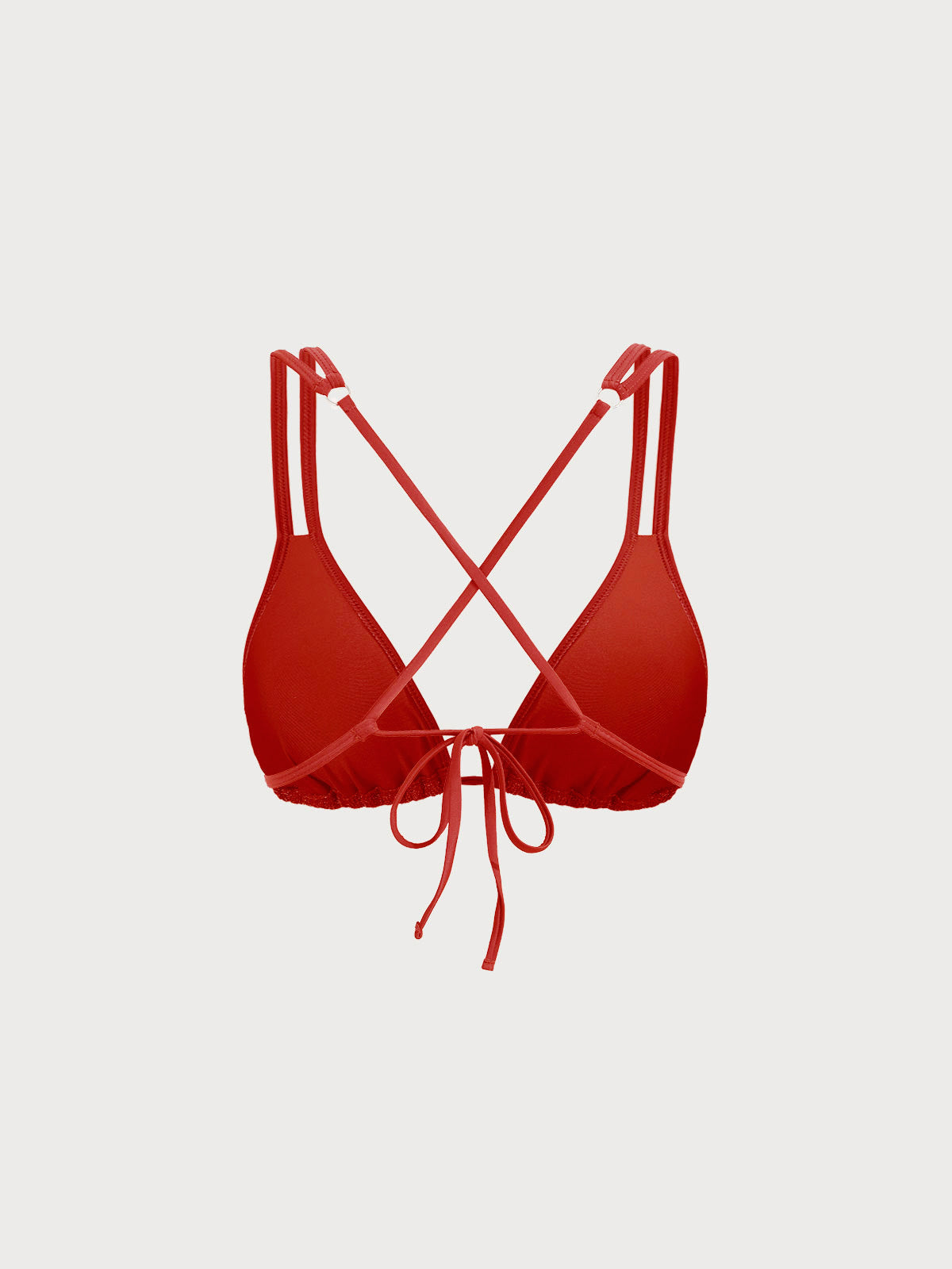 Şık Kırmızı Askılı Parlak Bikini Üstü - Yaz Modası
