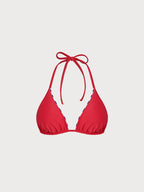 Premium Lacivert Çizgili Dönüşebilir Üçgen Bikini Üstü