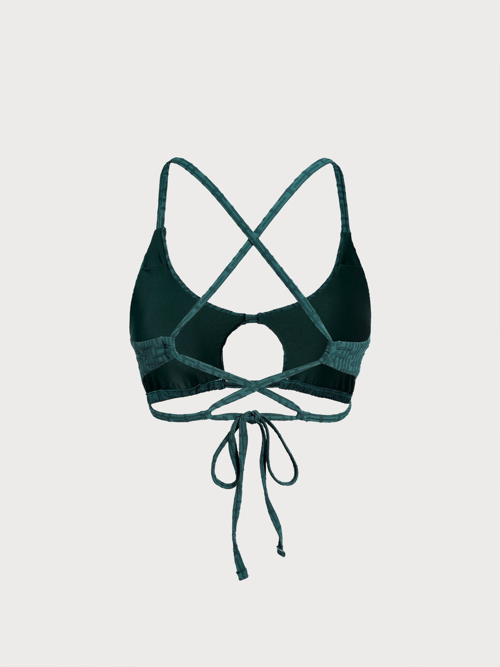 Yeşil Dokulu Monogram X Çapraz Bikini Üstü - Şık ve Rahat