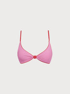 Çift Taraflı Kırmızı-Pembe Düğüm Bikini Üstü