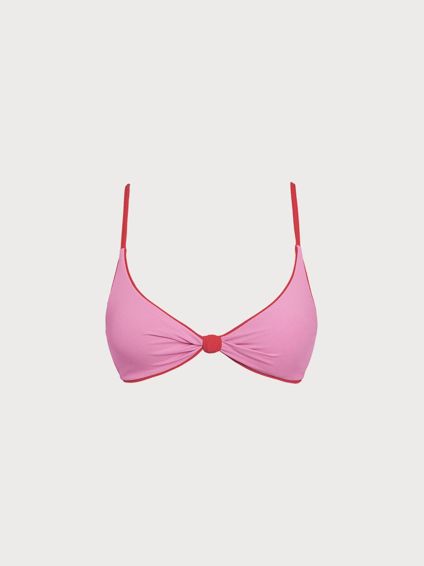 Çift Taraflı Kırmızı-Pembe Düğüm Bikini Üstü