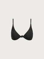 Şık Siyah Ribana Düğüm Bikini Üstü - Yaz Modası