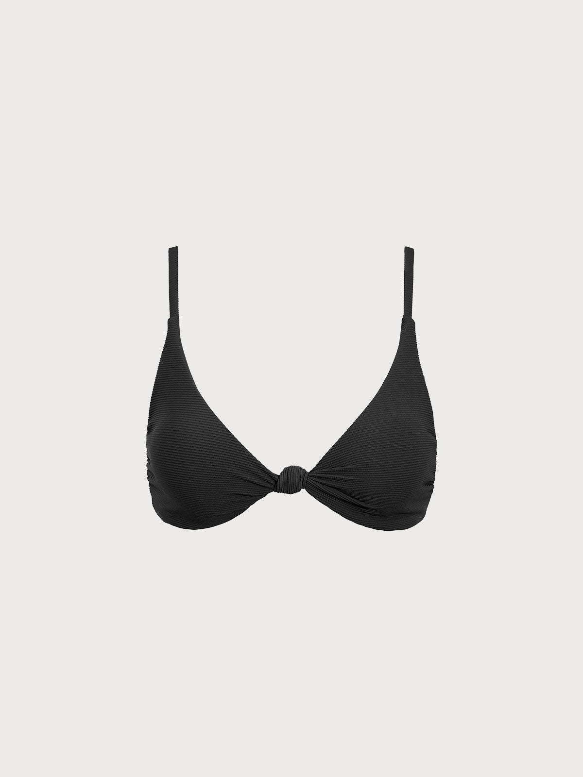 Şık Siyah Ribana Düğüm Bikini Üstü - Yaz Modası