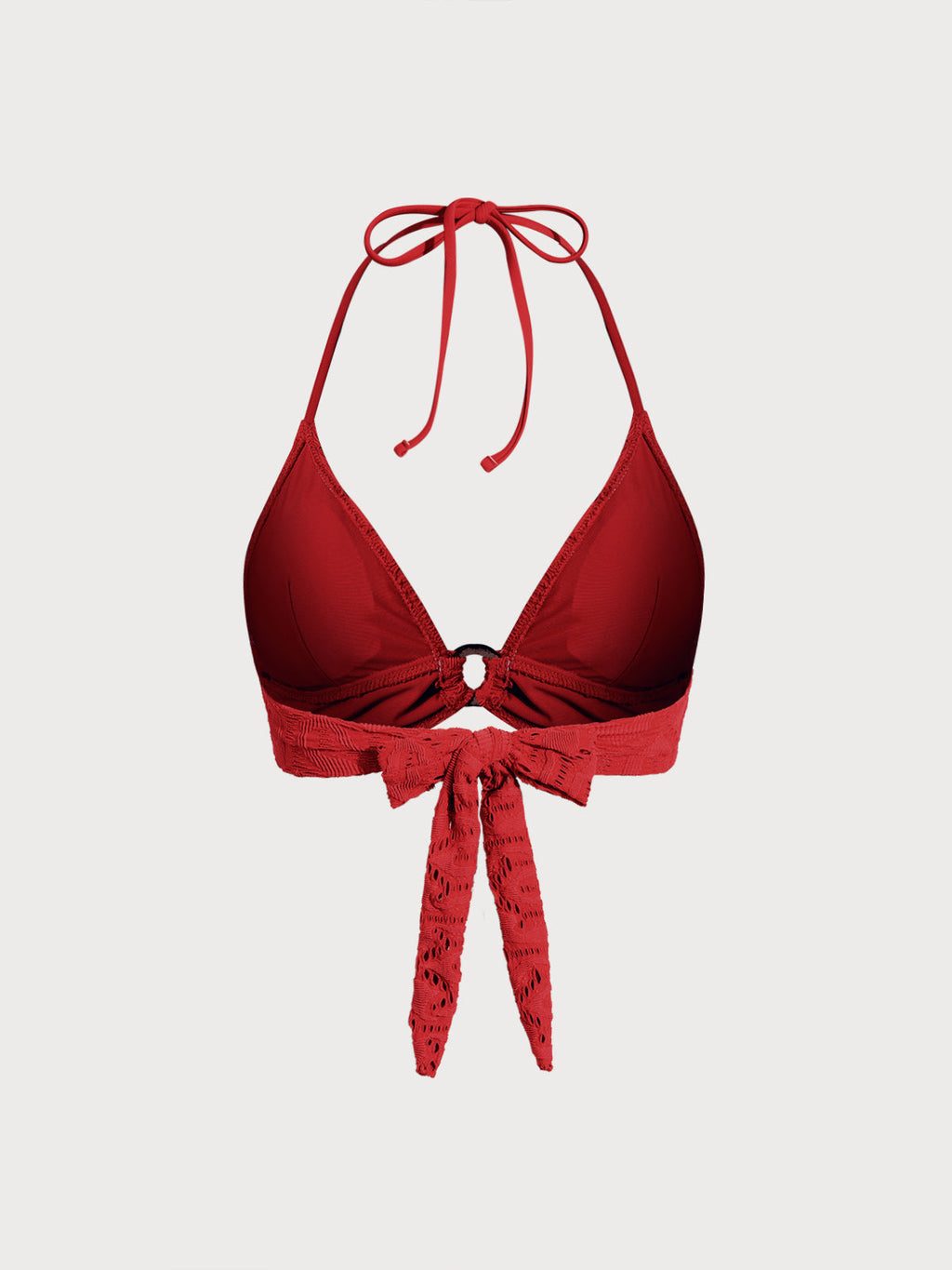Şık Kırmızı Dokulu Halter Bikini Üstü - Yaz Modası