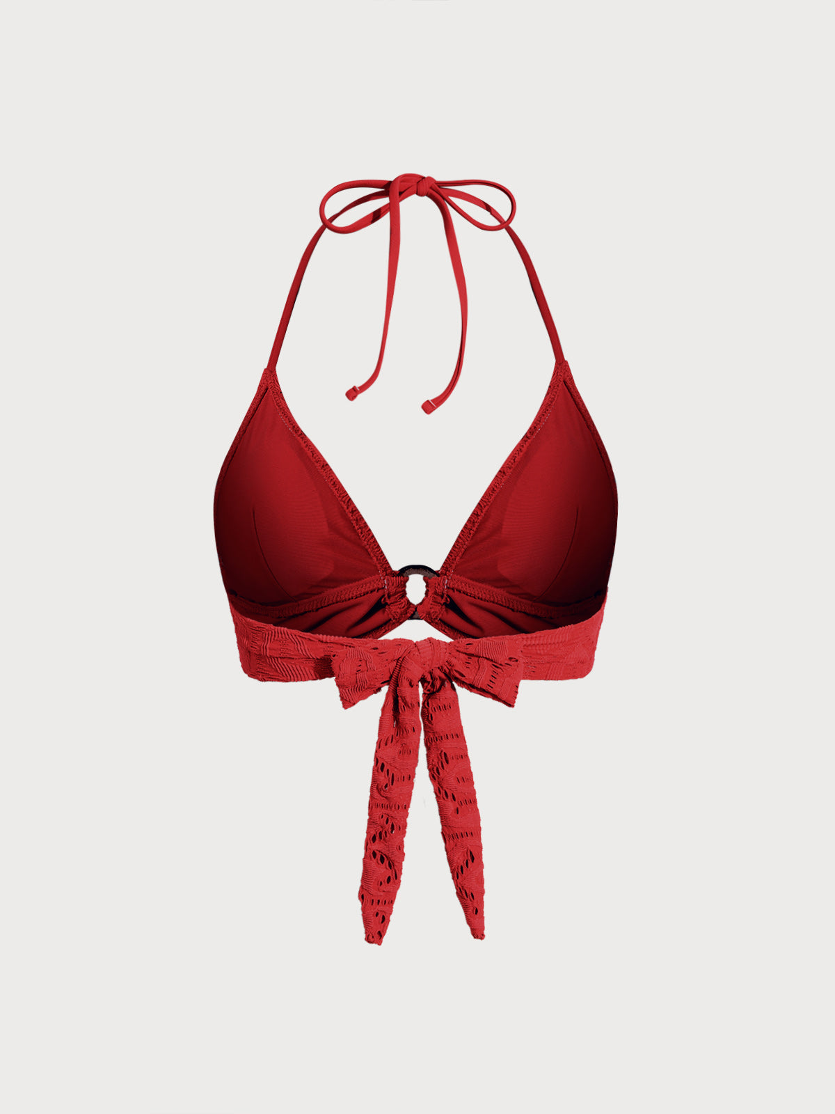 Şık Kırmızı Dokulu Halter Bikini Üstü - Yaz Modası