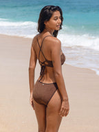 Parlak Koyu Kahve Bikini Üstü - Şıklığın Adresi