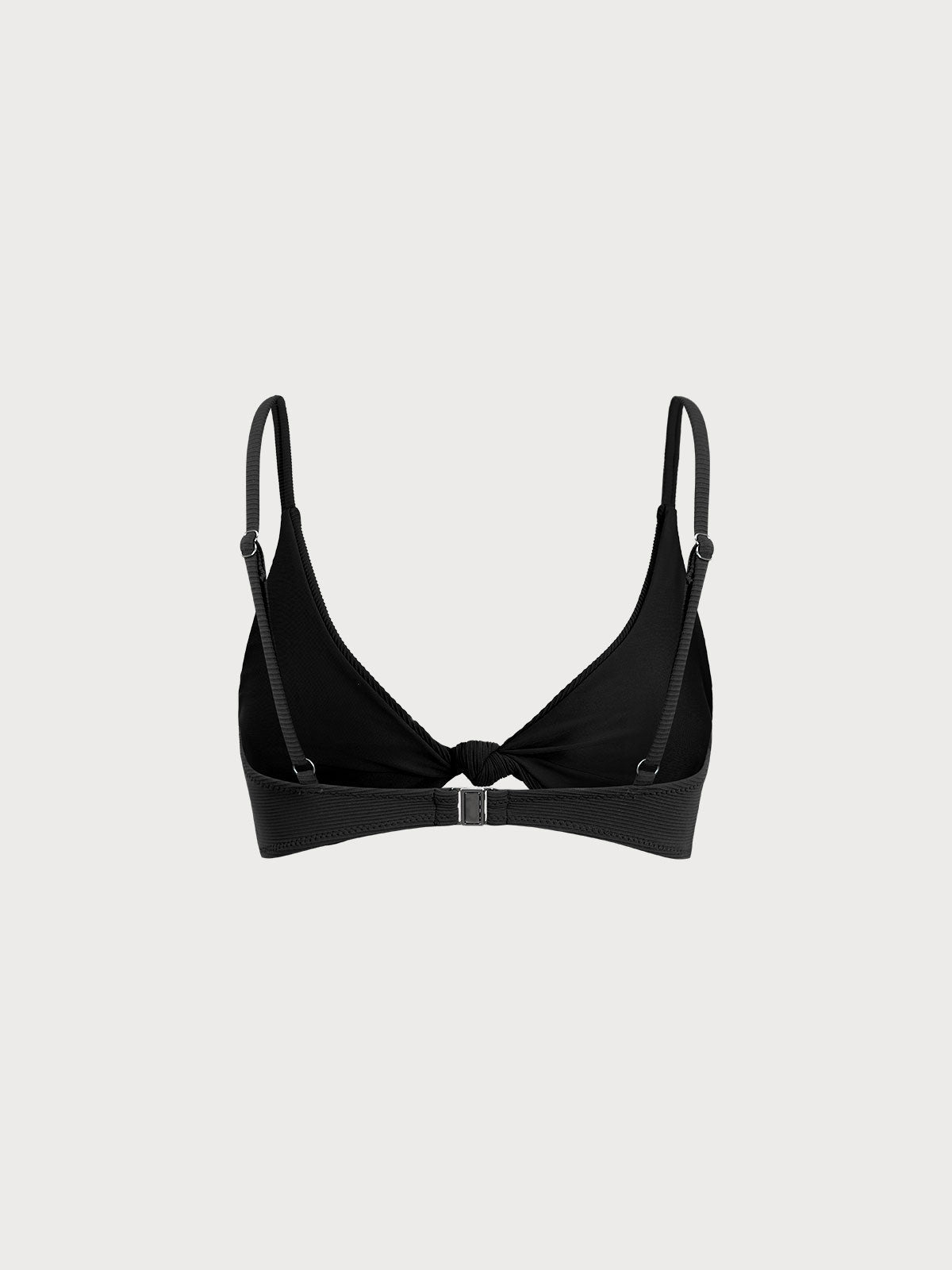 Şık Siyah Ribana Düğüm Bikini Üstü - Yaz Modası