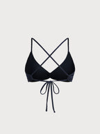 Şık Parlak Mavi Kırışık Bikini Üstü - Yaz Modası
