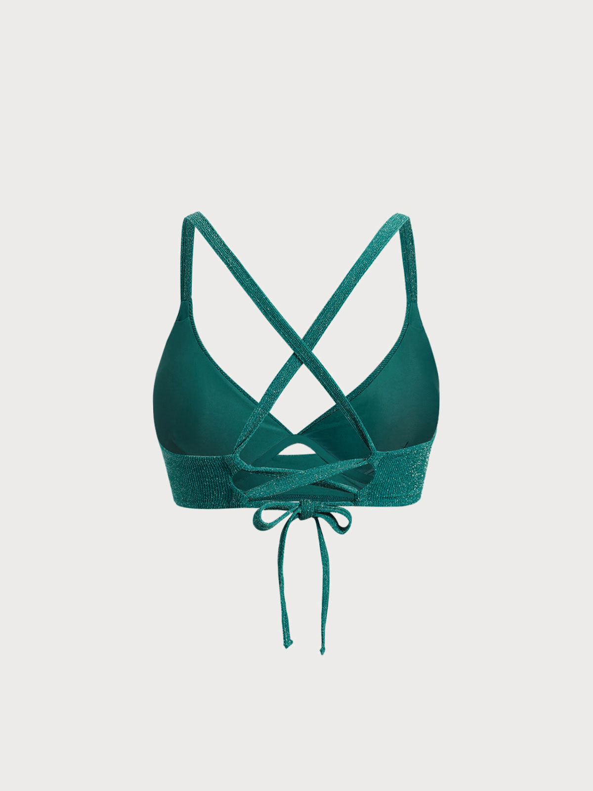 Yeşil Lurex Çapraz Büyük Beden Bikini Üstü - Şık ve Rahat