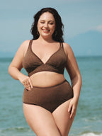 Koyu Kahverengi Lurex Büyük Beden Bikini Üstü - Şık ve Rahat