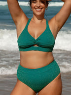 Yeşil Lurex Twist Büyük Beden Bikini Üstü - Şık ve Rahat