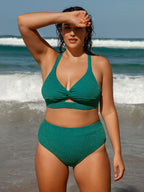 Yeşil Lurex Twist Büyük Beden Bikini Üstü - Şık ve Rahat