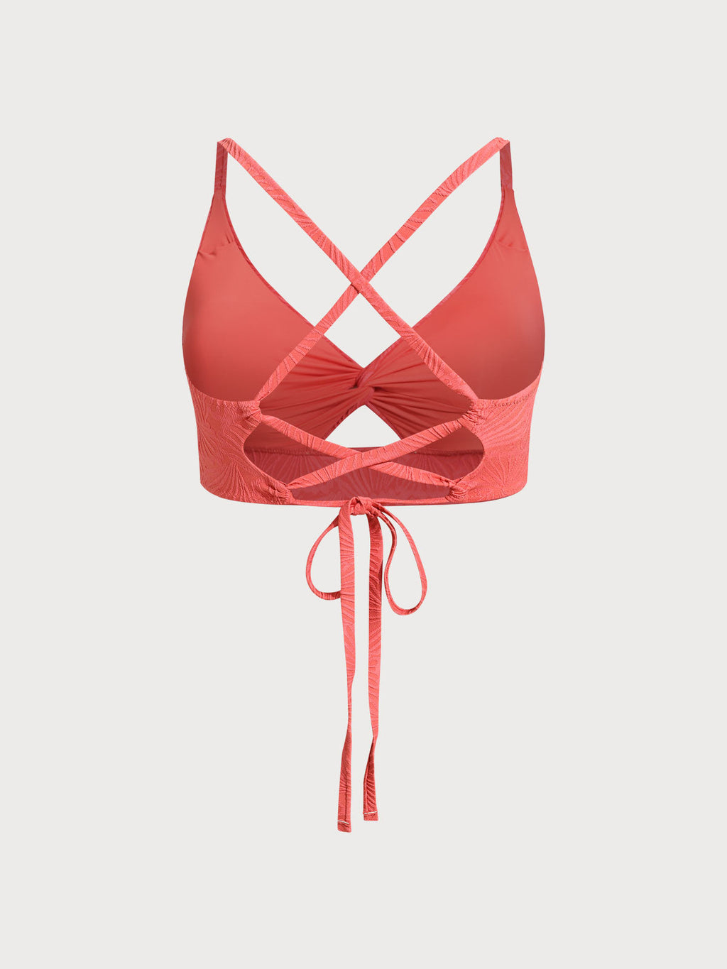 Şık Kırmızı Jakarlı Büyük Beden Bikini Üstü