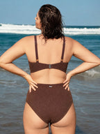 Koyu Kahve Parlak Büyük Beden Bikini Üstü - Şıklık ve Konfor