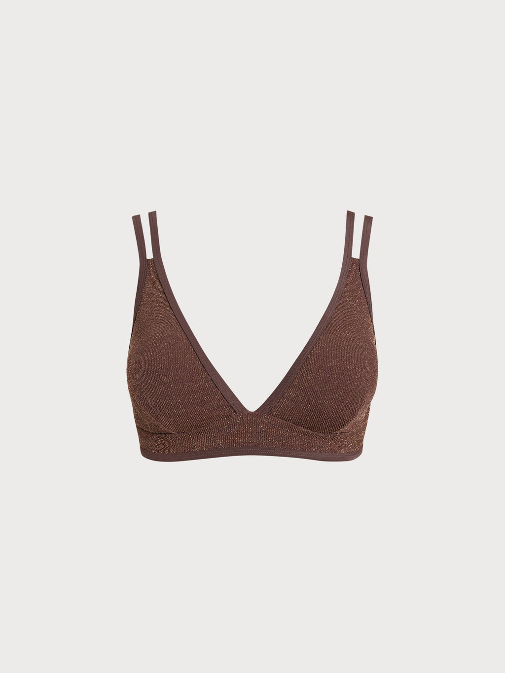 Koyu Kahverengi Lurex Büyük Beden Bikini Üstü - Şık ve Rahat
