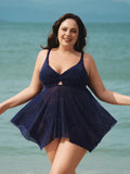 Mavi Parlak Büyük Beden Tankini Üst - Şıklık ve Konfor