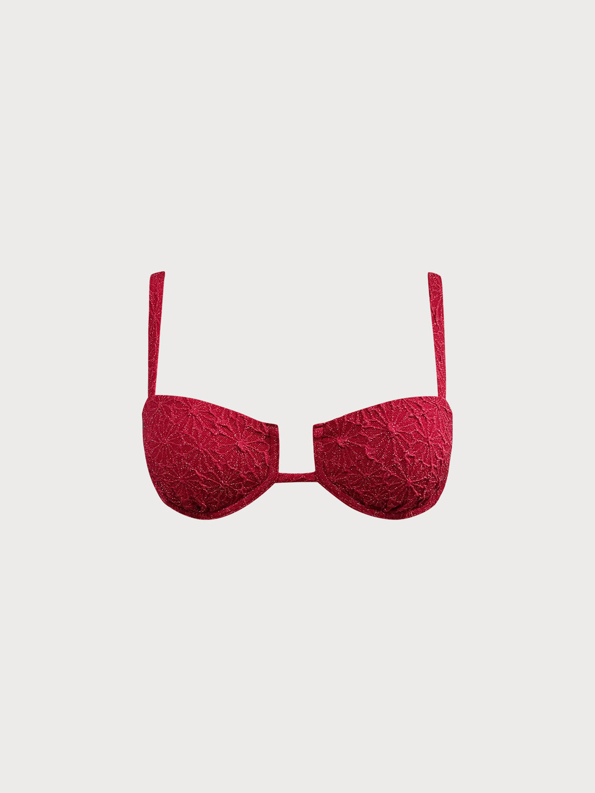 Şarap Kırmızısı Parlak Bikini Üstü - Desteksiz ve Şık