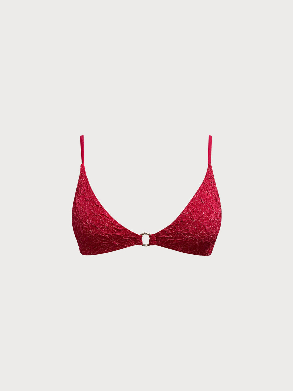 Şarap Renkli Dokulu O-Halka Bikini Üstü - Şıklığın Adresi