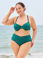 Koyu Yeşil Jakarlı Büyük Beden V Kesim Bikini Altı