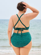 Koyu Yeşil Jakarlı Büyük Beden V Kesim Bikini Altı