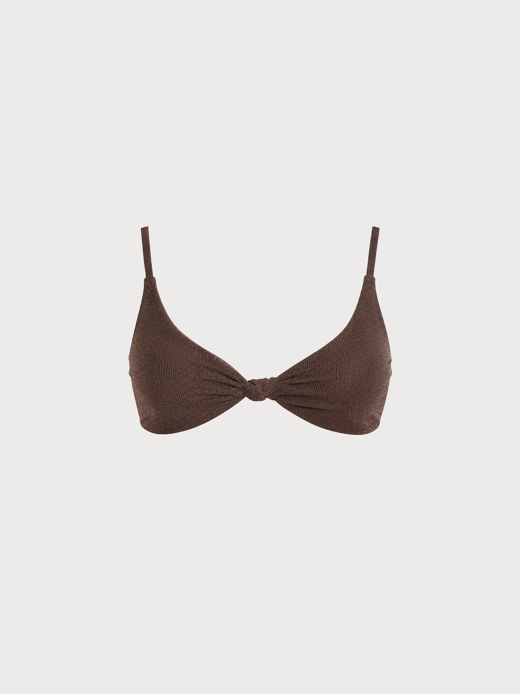 Parlak Kahverengi Düğümlü Üçgen Bikini Üstü - Şık Yaz Modası