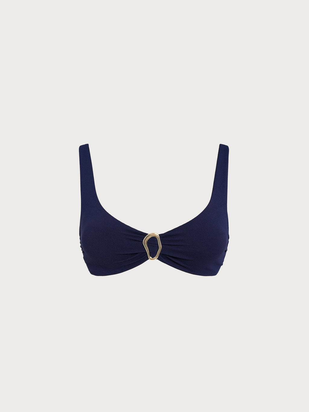 Premium Lacivert Ribanalı O-Halka Bikini Üstü