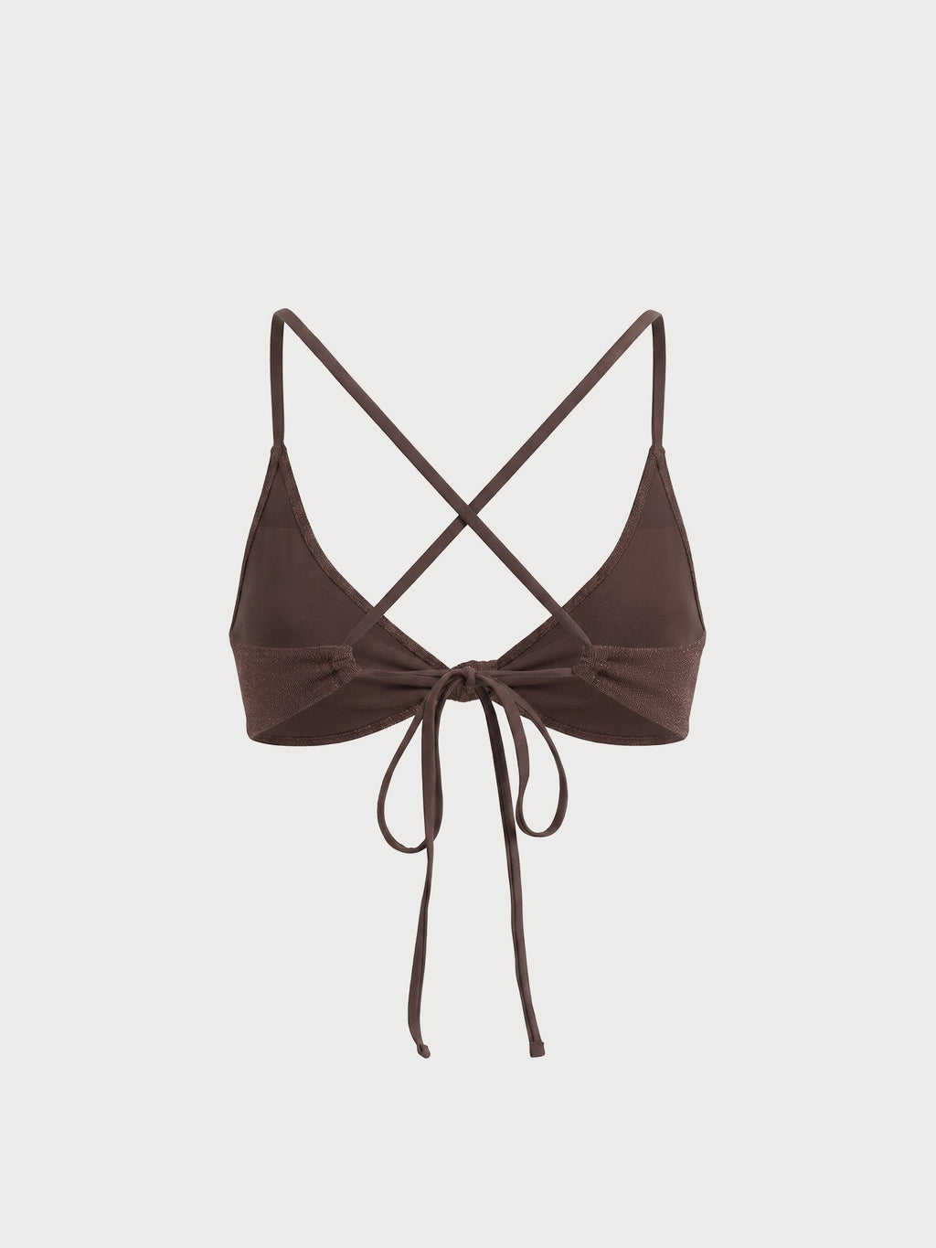 Parlak Kahverengi Düğümlü Üçgen Bikini Üstü - Şık Yaz Modası